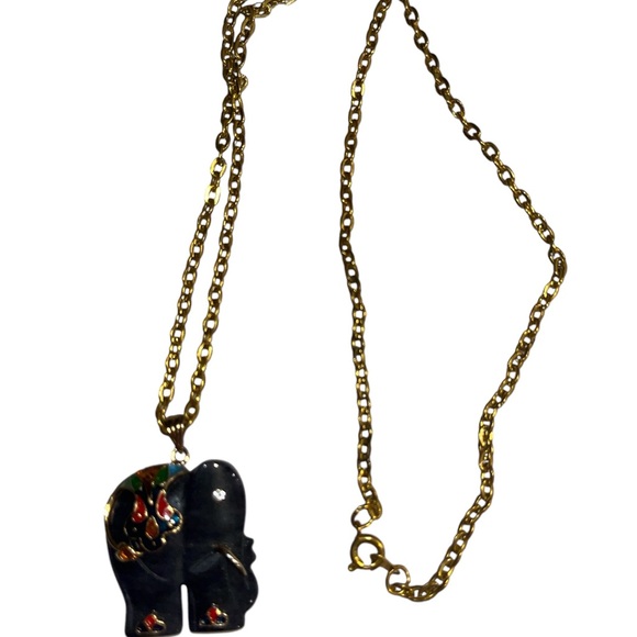 Genuine stone, Vtg India enameled elephant. - Picture 4 of 6